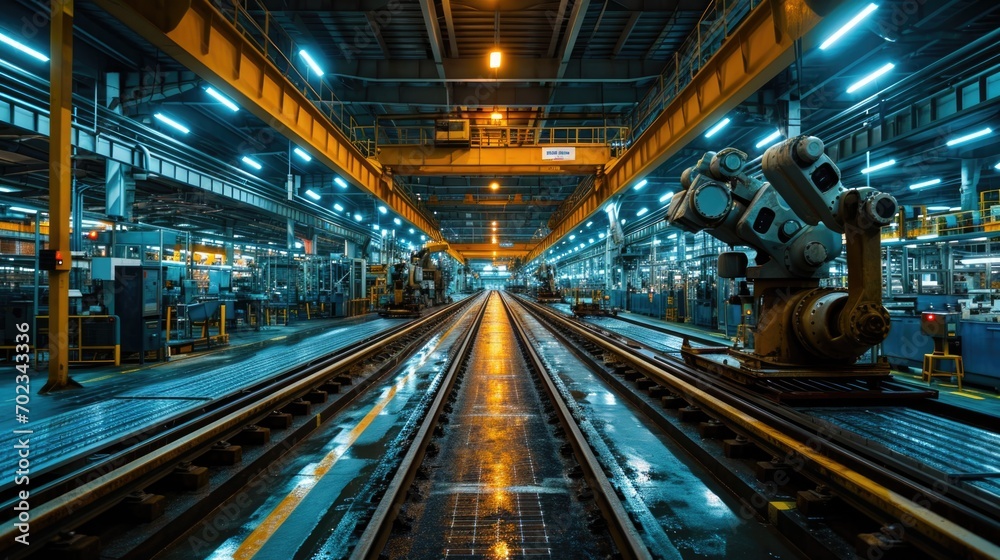 Industrial background of a conveyor belt in a factory or workshop