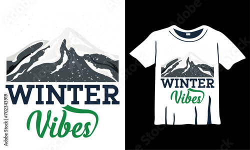 Winters Vibes t-shirt design, tee print, t-shirt design, lettering t-shirt design template