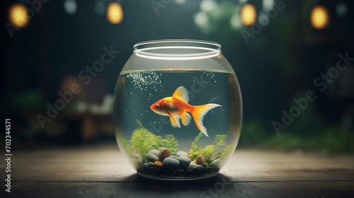 Image of a pet fish in an aquarium This picture shows.Generative AI photo