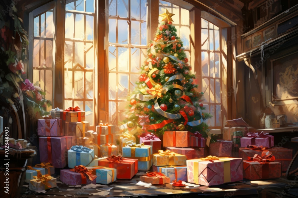 Fototapeta premium Christmas Morning Surprises - Generative AI