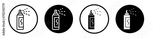Air freshener icon set. Beauty Hair spray aerosol vector symbol in a black filled and outlined style. Deodrant and Paint spray sign.
