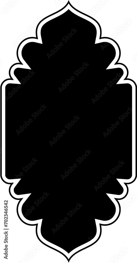 Fototapeta premium Islamic Vertical Frame Design Glyph with outline Black Filled silhouettes Design pictogram symbol visual illustration