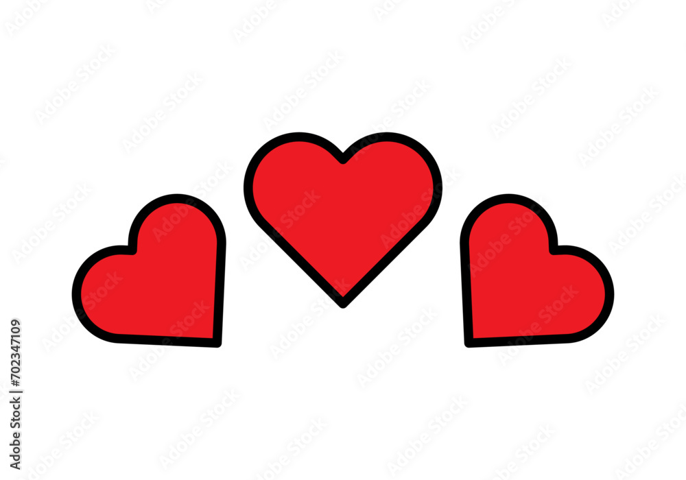 Icono de corazones rojos en fondo blanco.