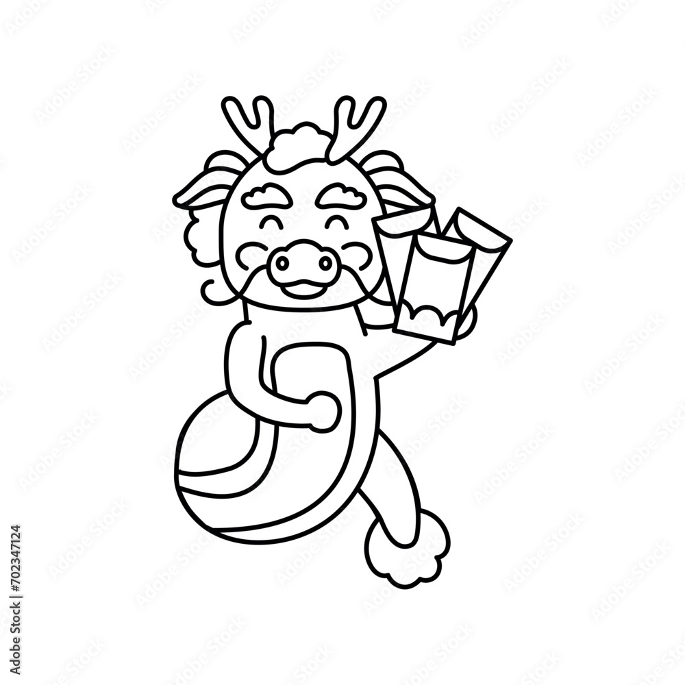 Obraz premium Happy Chinese dragon illustration. Happy new year 2024.