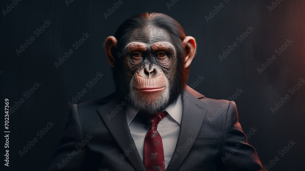 intelligent chimpanzee in suit.Generative AI