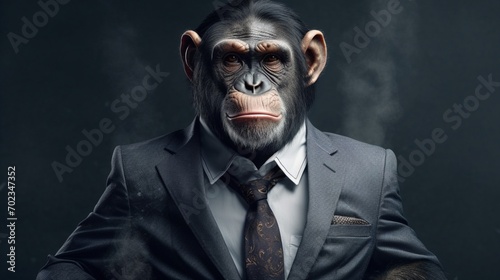 intelligent chimpanzee in suit.Generative AI