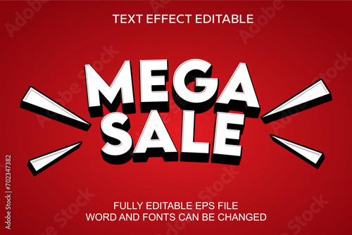 3D text effect mega sale vector editable