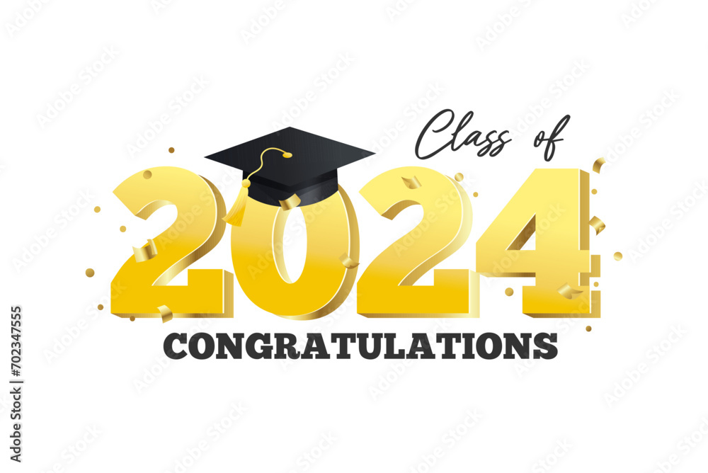 Vetor de Gold design for graduation ceremony. Class of 2024 ...