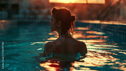 person relaxing in pool