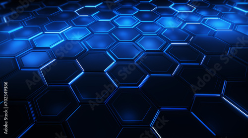 Futuristic Geometric Hexagonal Pattern. Honeycomb Structure with a Blue Glow, Perfect for Technological Concepts.
