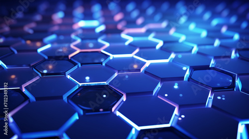 Futuristic Geometric Hexagonal Pattern. Honeycomb Structure with a Blue Glow, Perfect for Technological Concepts.