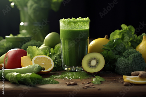 Green smoothie with fruits and vegetables