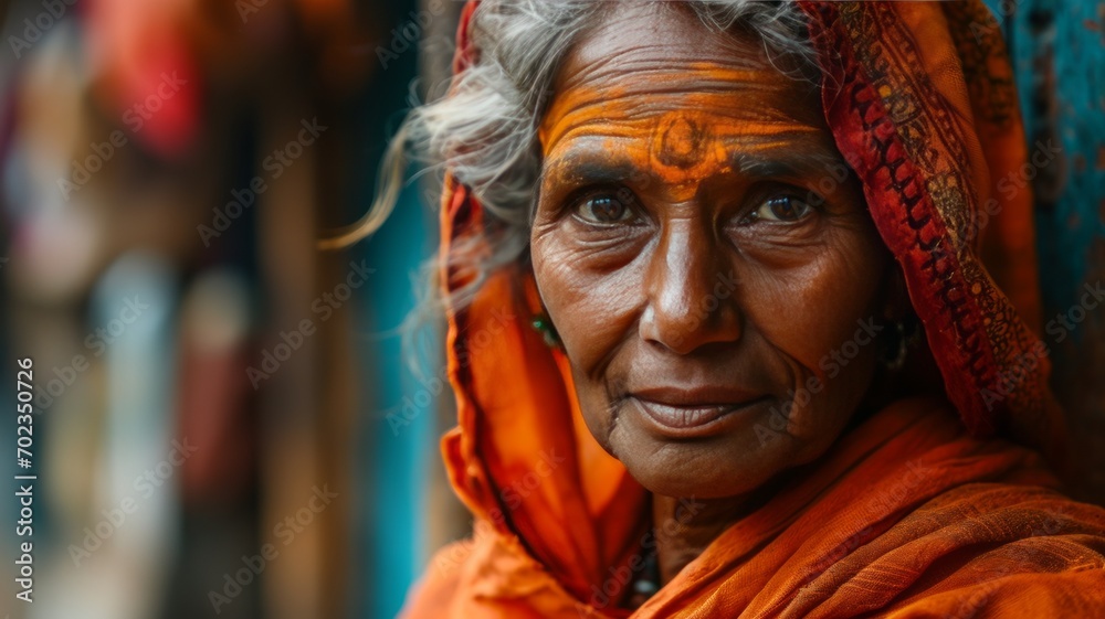 Indian senior woman looking at camera Indian senior woman looking at camera