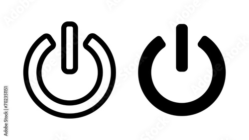Button on off line icon set. Electronic power button symbol in black and blue color. photo