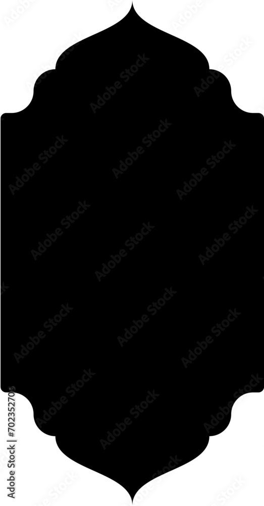 Obraz premium Islamic Vertical Frame Design Glyph Black Filled silhouettes Design pictogram symbol visual illustration