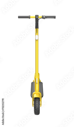 Front view of yellow electric scooter