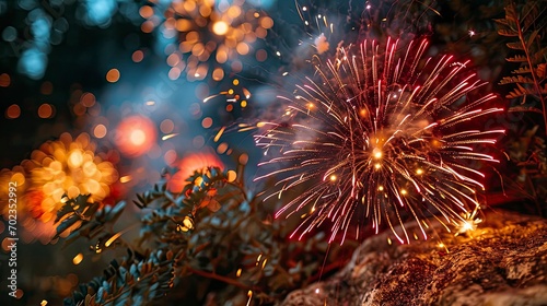 Fireworks Display Ottumwa Iowa, Background HD, Illustrations photo