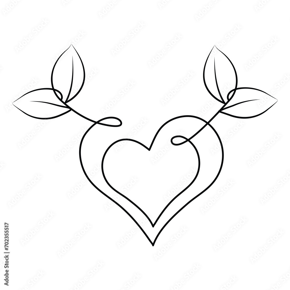 Heart shape love out line vector art illustration continuous one line drawing Heart shape love out line vector art illustration continuous one line drawing