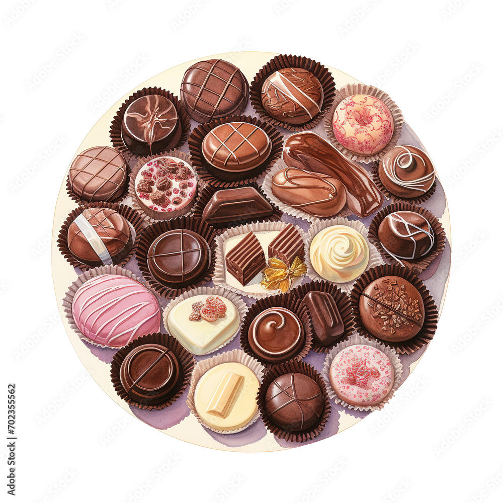 Chocolates on a plate. AI generated image Chocolates on a plate. AI generated image