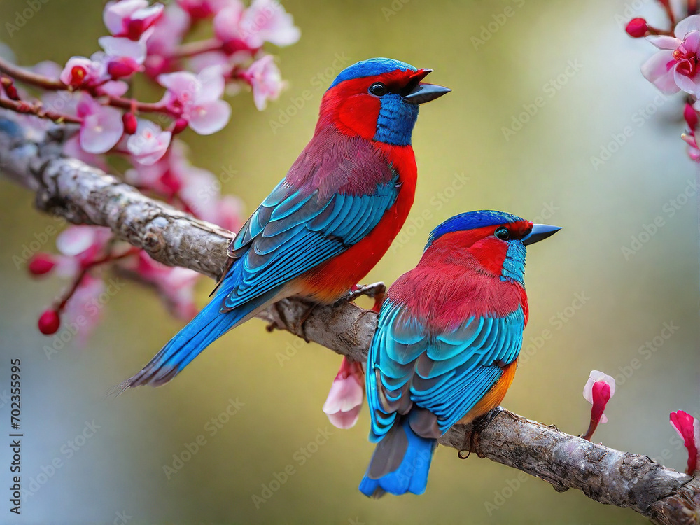 Love birds perched on a branch