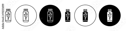 USB vector illustration set. Flash Memory Drive Sign in suitable for apps and websites UI design style.