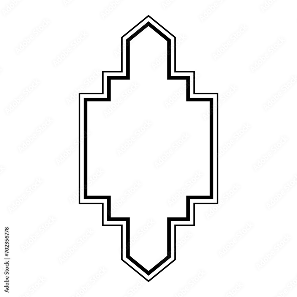 Islamic Vertical Frame Design double lines Outline Linear Black Stroke silhouettes Design pictogram symbol visual illustration Islamic Vertical Frame Design double lines Outline Linear Black Stroke silhouettes Design pictogram symbol visual illustration