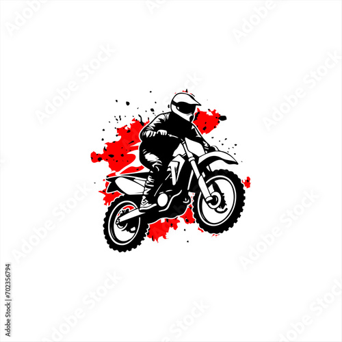 motocross rider badge logo design vector illustration © Nashiir