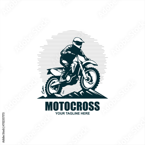 motocross rider badge logo design vector illustration