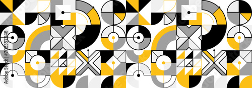 Seamless vector abstract background in yellow color, geometric seamless pattern, tiling endless wallpaper with geometrical shapes structure.