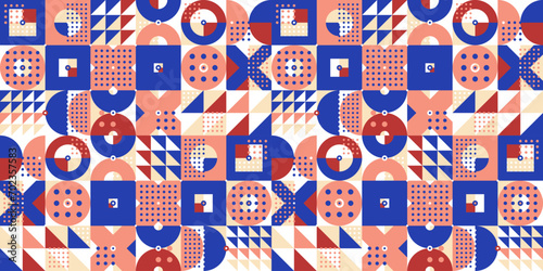 Seamless vector abstract background in pink color, geometric seamless pattern, tiling endless wallpaper with geometrical shapes structure.