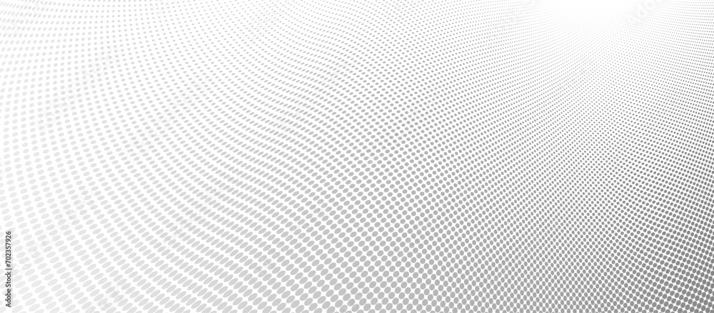 Grey dots in 3D perspective vector abstract background, dotted pattern cool design, wave stream of science technology or business blank template for ads. Grey dots in 3D perspective vector abstract background, dotted pattern cool design, wave stream of science technology or business blank template for ads.
