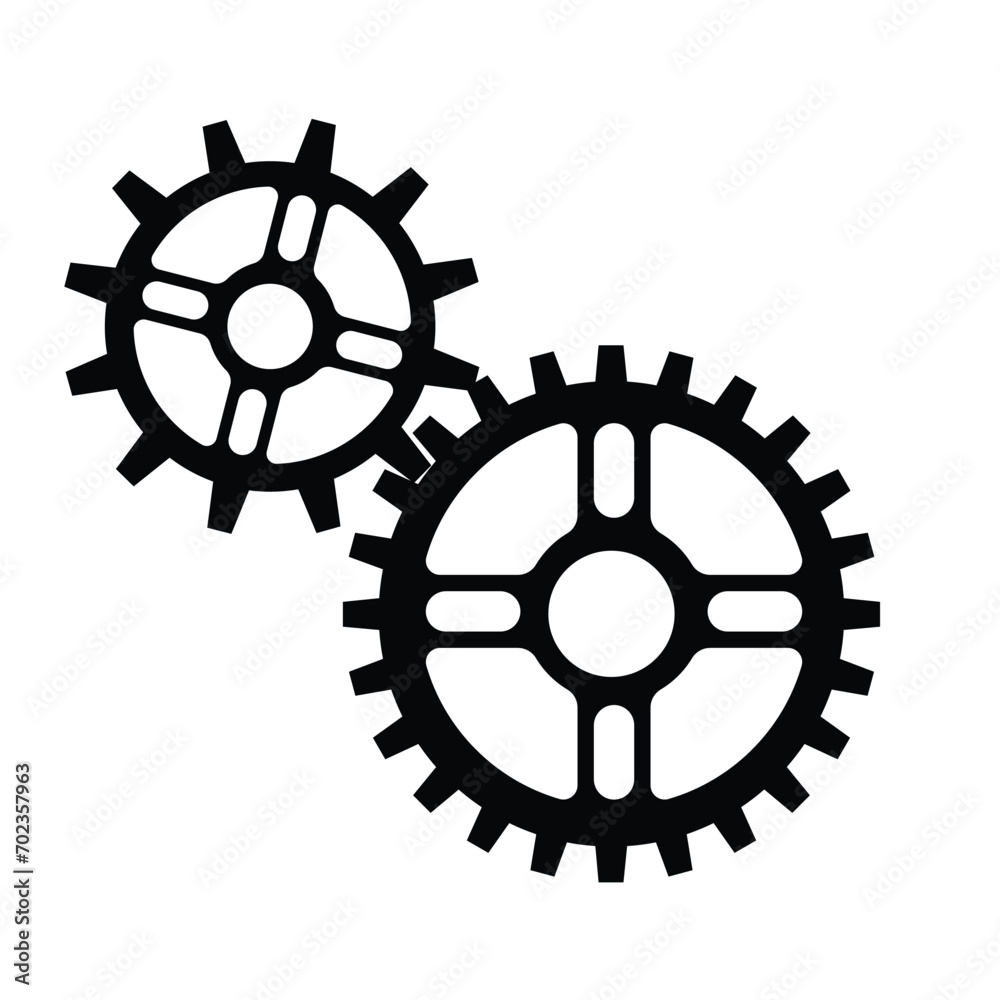 Mechanical gears, machines and mechanisms and transmissions flat design