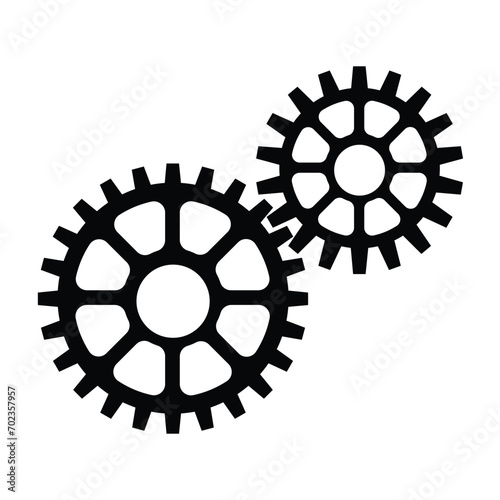 Mechanical gears, machines and mechanisms and transmissions flat design