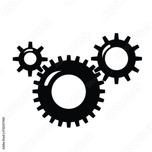 Mechanical gears, machines and mechanisms and transmissions flat design