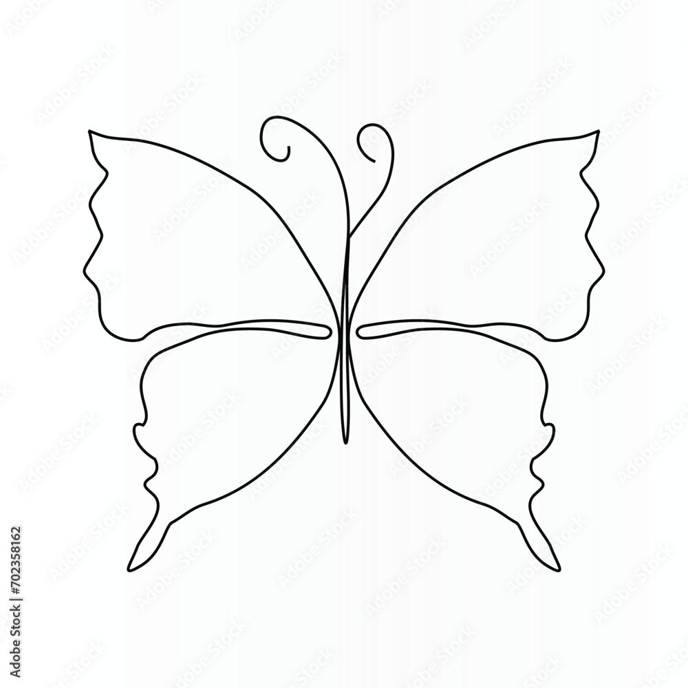 Butterfly one line continuous vector art drawing illustration and
