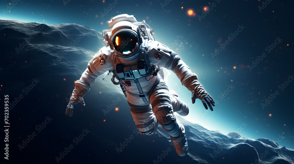 Astronaut flying in the space