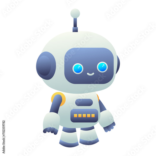 Vector cute robot character. Artificial intelligence in science and business, smart machine, chat bot.