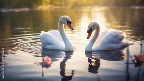 Fototapeta Naklejka Na Ścianę i Meble -  two beautiful swans on the water