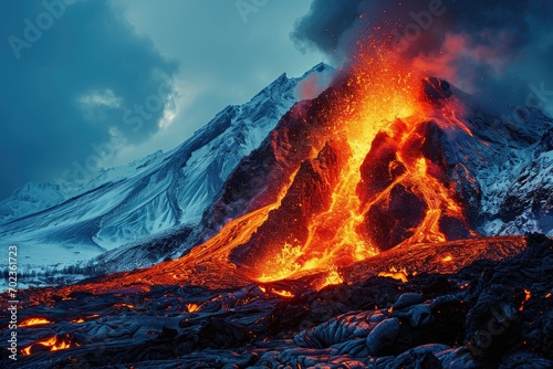 lava flow volcano eruption mountains professional photography