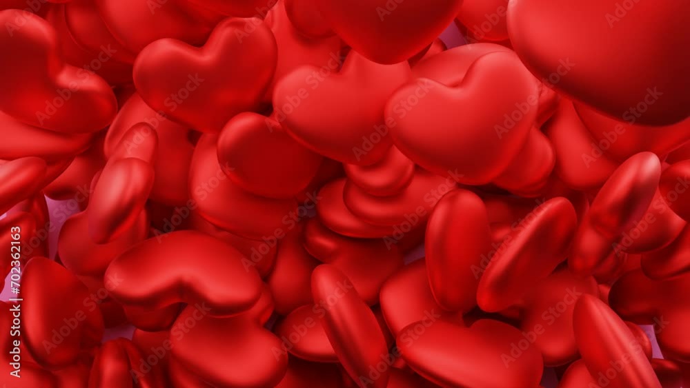 Top view of falling red hearts Top view of falling red hearts
