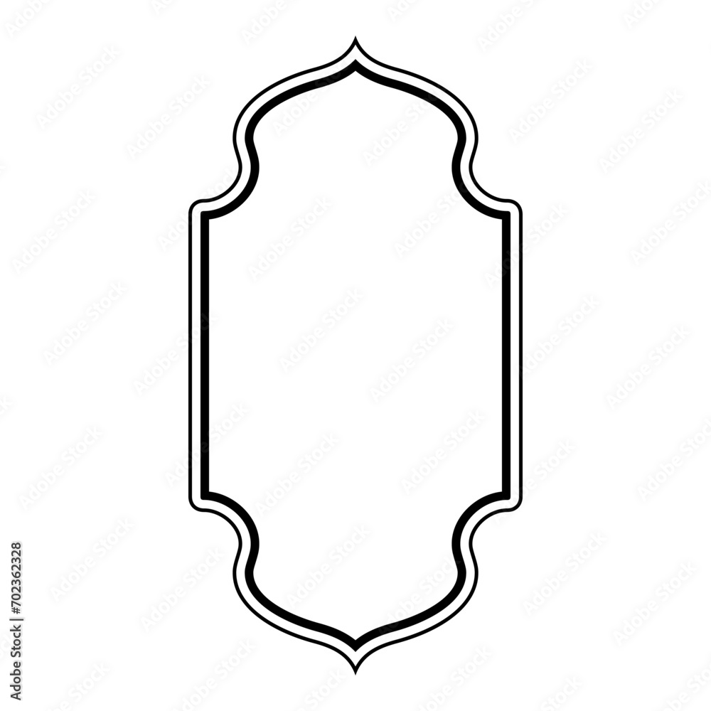 Islamic Vertical Frame Design double lines Outline Linear Black Stroke silhouettes Design pictogram symbol visual illustration Islamic Vertical Frame Design double lines Outline Linear Black Stroke silhouettes Design pictogram symbol visual illustration