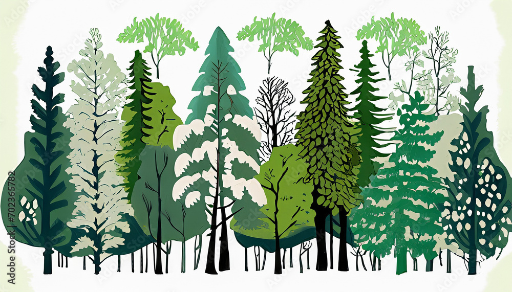 illustrated forest background pattern