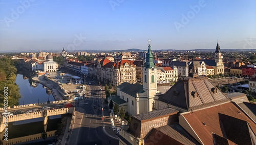 Oradea old town panoramic view on a sunny day with clear blue sky photo