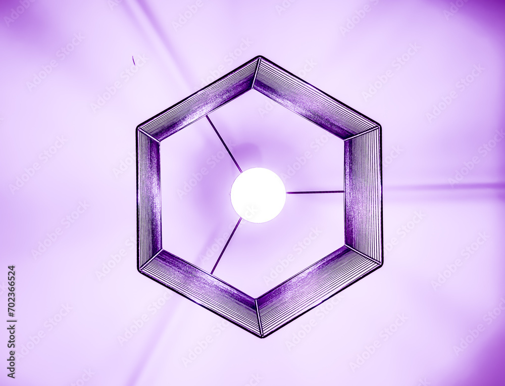 Light purple Abstract geometric centered hexagonal shape with copy space - obrazy, fototapety, plakaty 