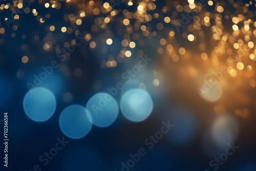 Blue and Gold Bokeh Shiny Abstract Background