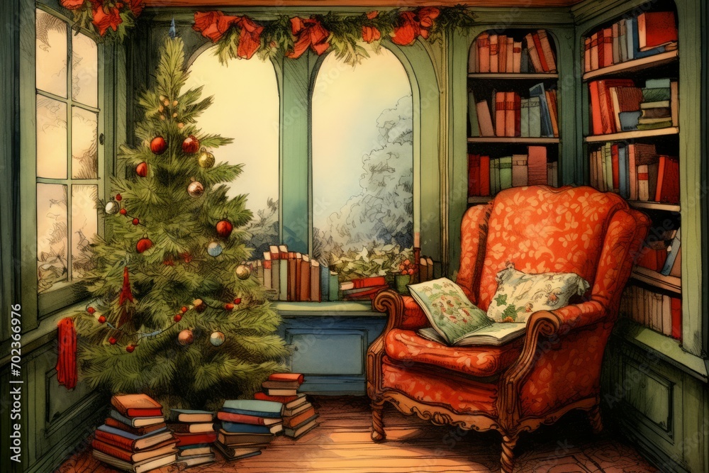 Christmas-themed Book Nooks - Generative AI Christmas-themed Book Nooks - Generative AI