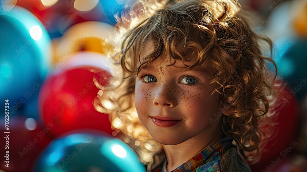 Happy Boy Near Bright Balloons Birthday, Background HD, Illustrations Happy Boy Near Bright Balloons Birthday, Background HD, Illustrations