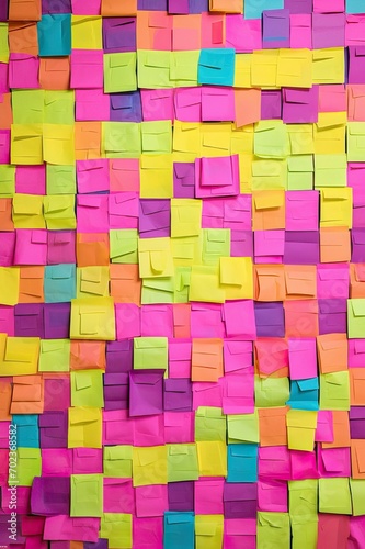 Colorful Sticky Notes Collage in Close-up View