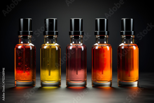 Amber Glass Dropper Bottle Mockup - Multiple Bottles blank level