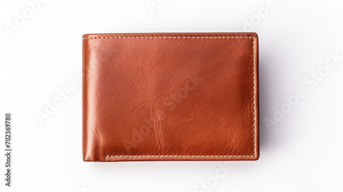 Genuine brown wallet seen from above on white background. Generative AI